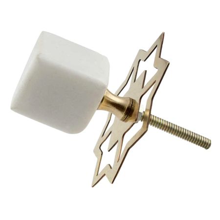 White Stone Square Dresser Knobs